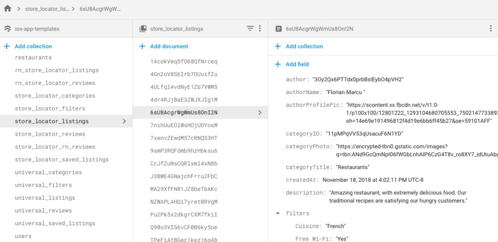 Store listings example 1