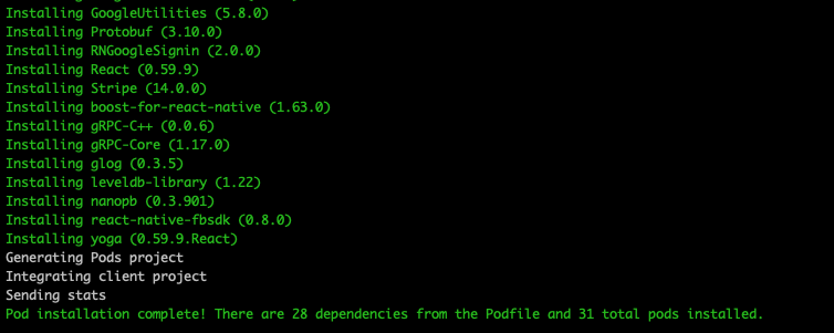 Pod Install Output