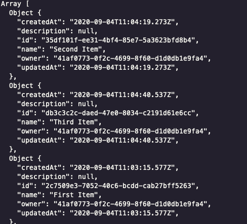 array of data